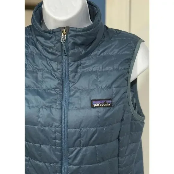 Women's Size Small Patagonia Nano Puff Insulated Vest Full Zip Jacket Blue Nylon - Picture 2 of 6
